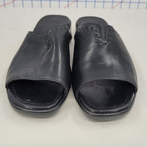 Munro‎ Aruba Black Leather Slide Sandals Comfort Footbed Casual Classic Summer - Picture 6 of 13